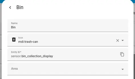 Home Assistant Card configuration to display which bin to put out next