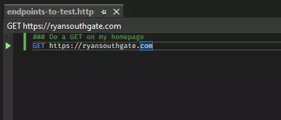 Screenshot of Visual Studio, showing a new Action button next to the line with the Url on
